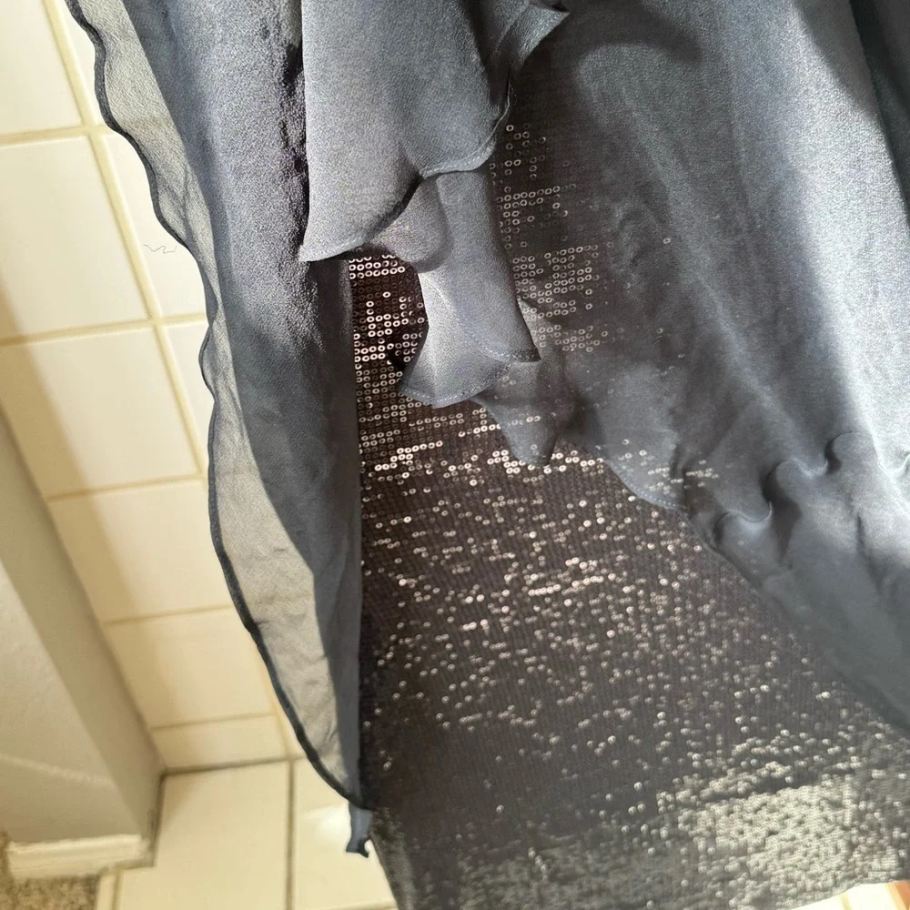 Bailey 44 sheer black Sequined Cocktail Dress With cape size medium NWT prom - Picture 14 of 16